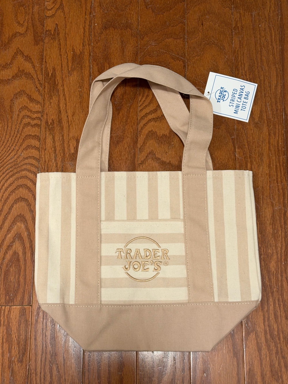 Trader Joe's Beige Stripped Canvas Tote